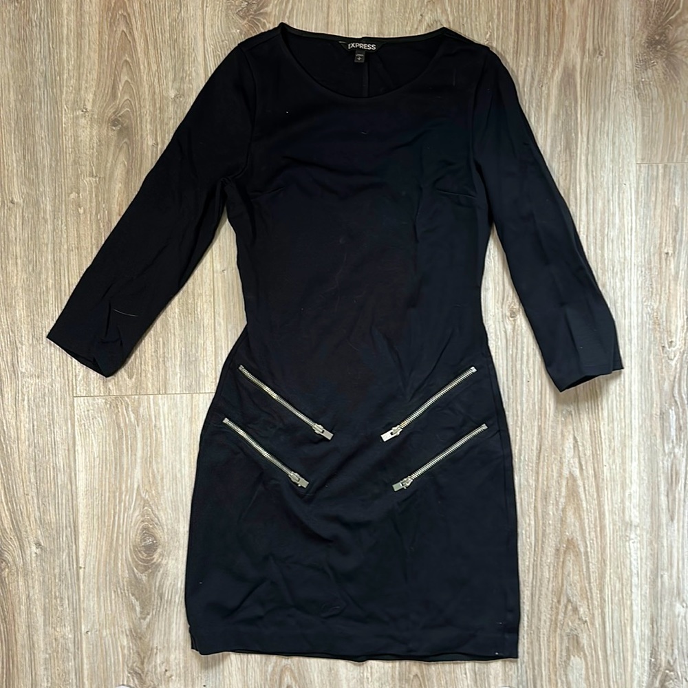 Express black dress with zipper accents. Size small.